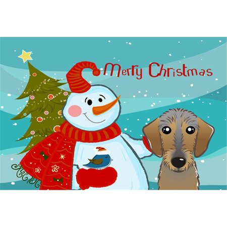 CAROLINES TREASURES Snowman With Wirehaired Dachshund Fabric Placemat BB1853PLMT